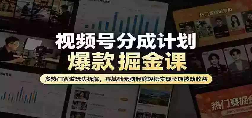 图片[1]-视频号分成计划爆款掘金课：多热门赛道玩法拆解，零基础无脑混剪轻松实现长期被动收益