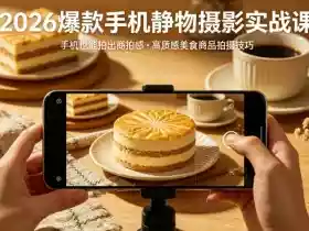 2026爆款手机静物摄影实战课，手机也能拍出商拍感，学会拍出高质感美食商品