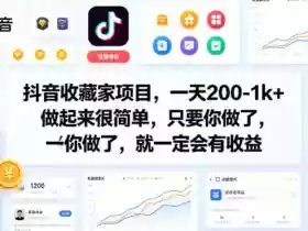 抖音收藏家项目，一天200-1k+做起来很简单，只要你做了，就一定会有收益